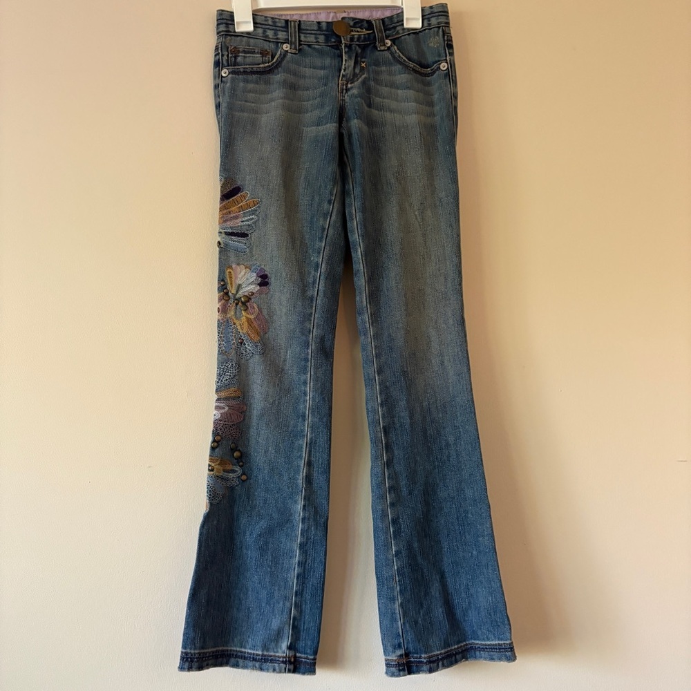 Armani Exchange A|X Embroidered Floral Bootcut Jeans Size 0 Y2K